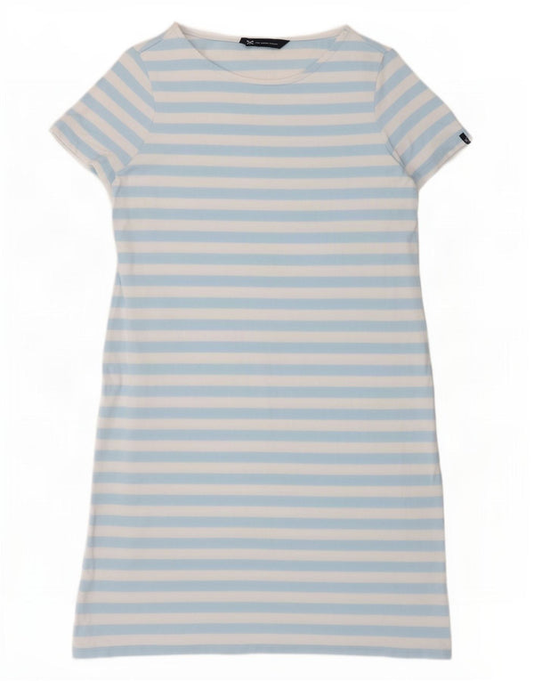 Crew Clothing Womens T-Shirt Dress UK 10 Small Blue Striped Cotton