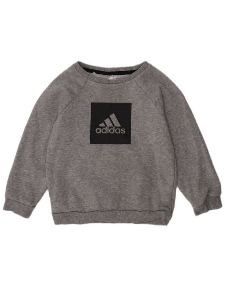 ADIDAS Boys Graphic Sweatshirt Jumper 2-3 Years Grey Cotton