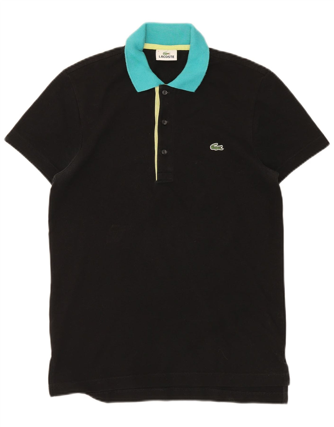 LACOSTE Mens Polo Shirt Size 3 Small Black Colourblock Cotton