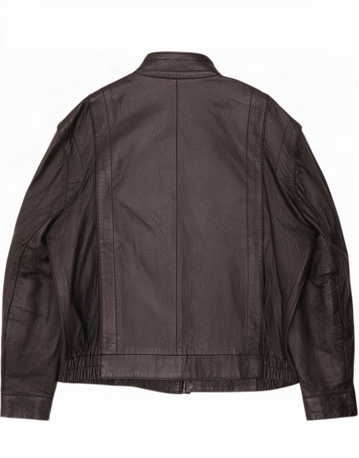 Vintage Mens Leather Jacket IT 52 XL Black