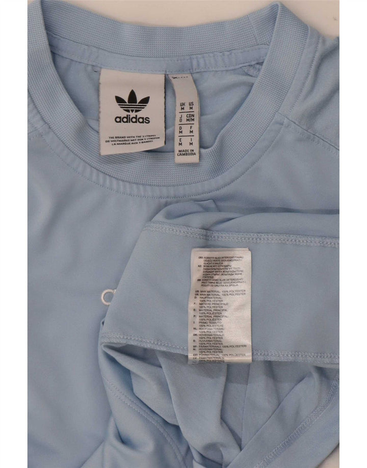 Adidas Mens Graphic T-Shirt Top Medium Blue Colourblock Polyester
