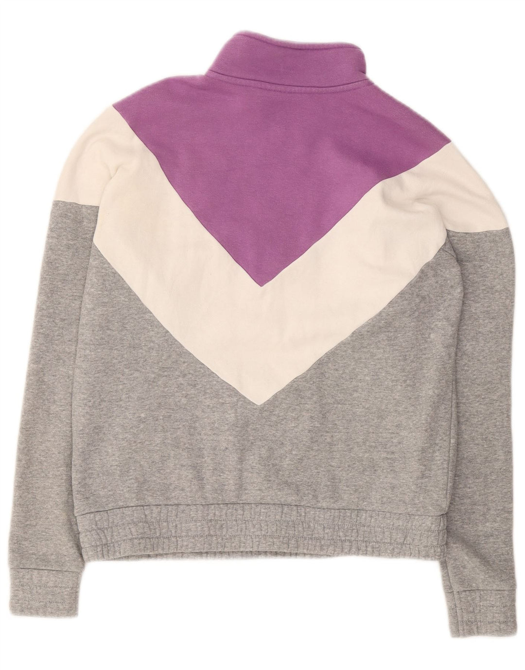 FILA Womens 1/4 Zip Sweatshirt Jumper UK 14 Medium Grey Colourblock Cotton