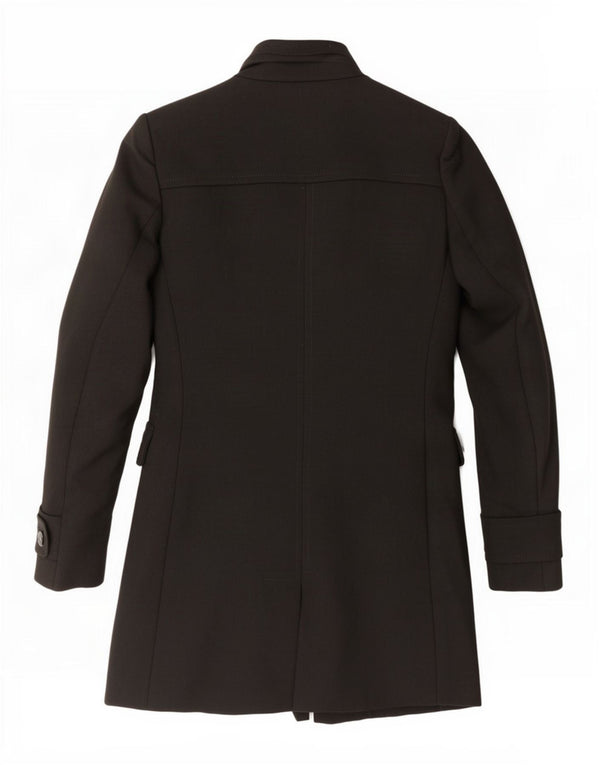 Zara Womens Double Breasted Coat UK 10 Small Black Polyester