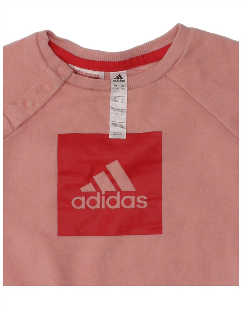 ADIDAS Baby Girls Graphic Sweatshirt Jumper 9-12 Months Medium  Pink | Vintage Adidas | Thrift | Second-Hand Adidas | Used Clothing | Messina Hembry 