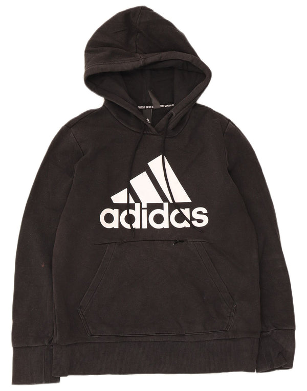 Adidas Womens Graphic Hoodie Jumper UK 12/14 Medium Black