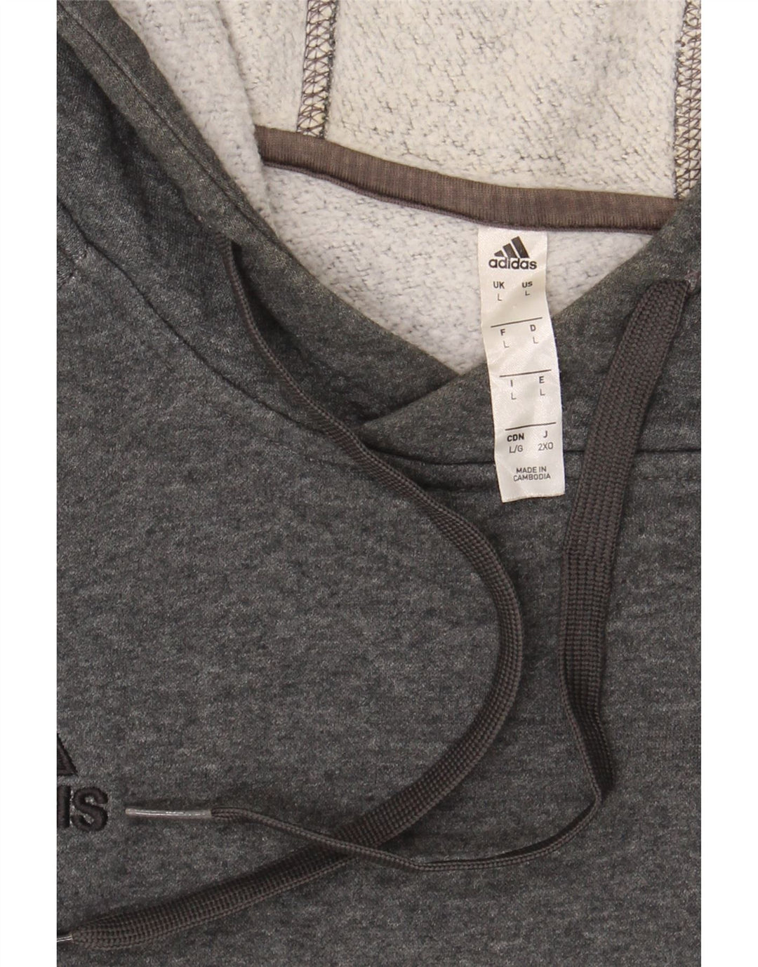 ADIDAS Mens Hoodie Jumper Large Grey Cotton Vintage Adidas and Second-Hand Adidas from Messina Hembry 