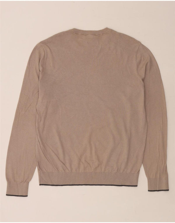 ARMANI EXCHANGE Mens Crew Neck Jumper Sweater Large Beige Cotton