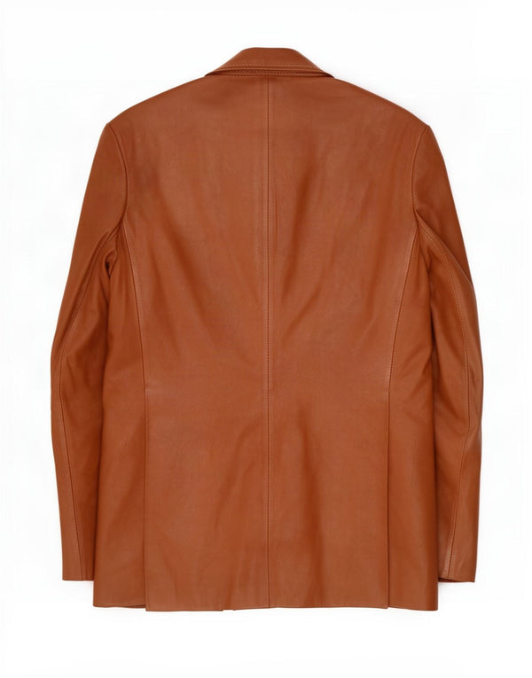 Vintage Mens 2 Button Leather Blazer Jacket UK 40 Large Brown