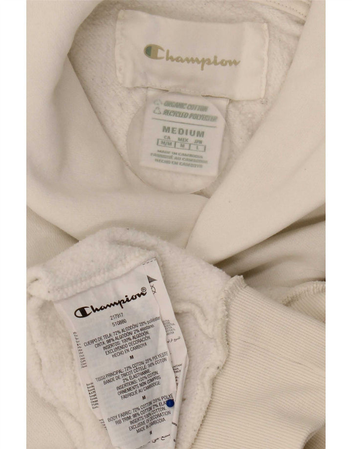 Champion Mens Hoodie Jumper Medium White Cotton
