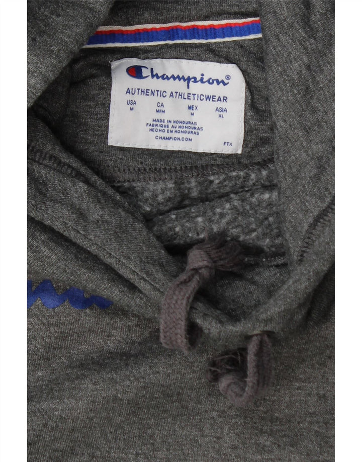 Champion Womens Graphic Hoodie Jumper UK 14 Medium Grey Flecked