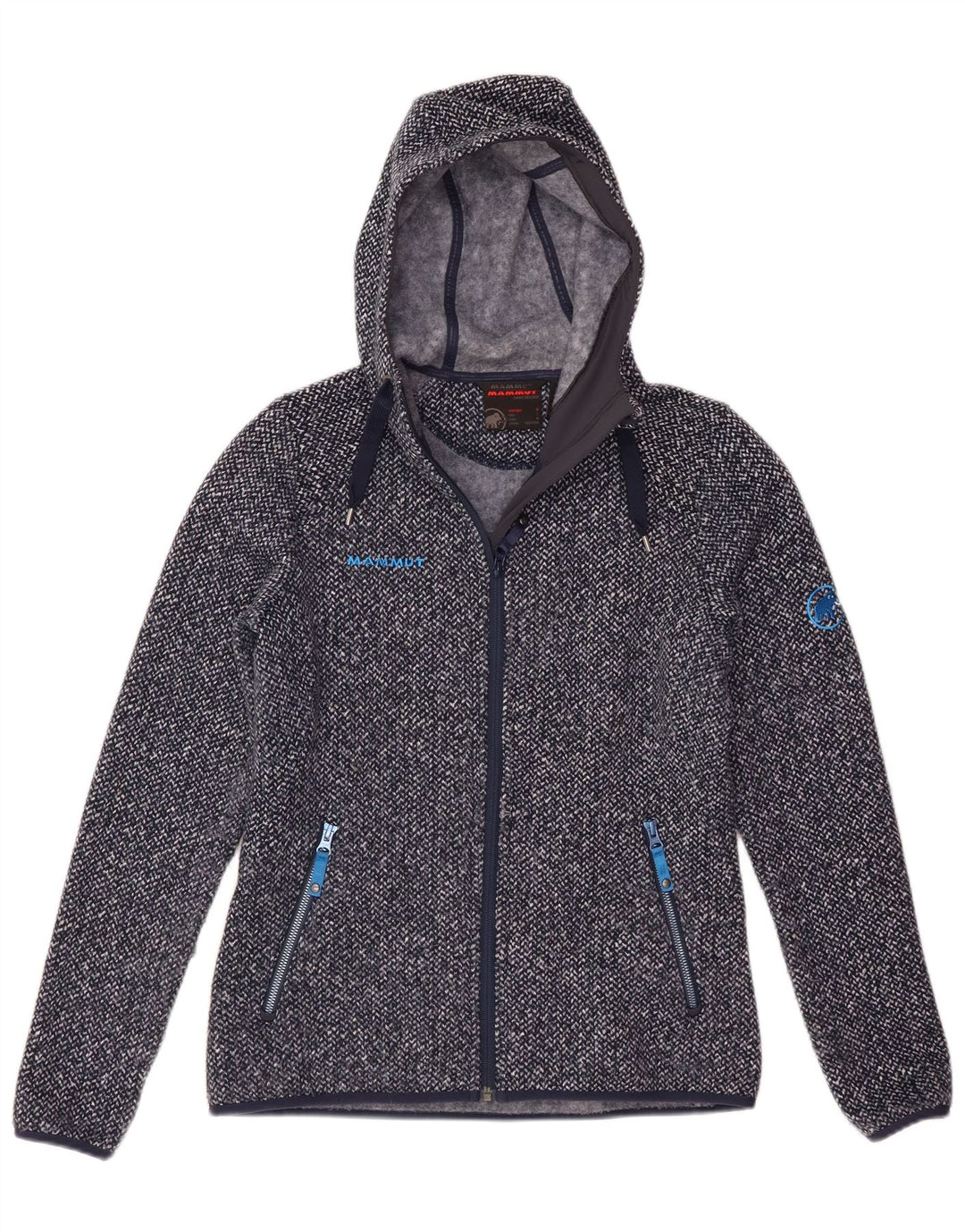 Mammut Womens Zip Hoodie Sweater Small Blue Flecked Polyester