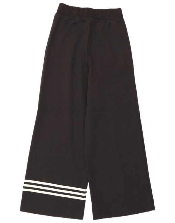 Adidas Womens Wide Leg Tracksuit Trousers UK 12/14 Medium Black Cotton