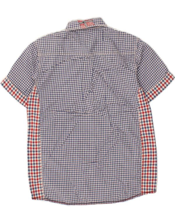 NAPAPIJRI Boys Graphic Short Sleeve Shirt 9-10 Years Blue Check Cotton
