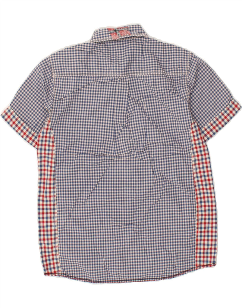 NAPAPIJRI Boys Graphic Short Sleeve Shirt 9-10 Years Blue Check Cotton | Vintage Napapijri | Thrift | Second-Hand Napapijri | Used Clothing | Messina Hembry 