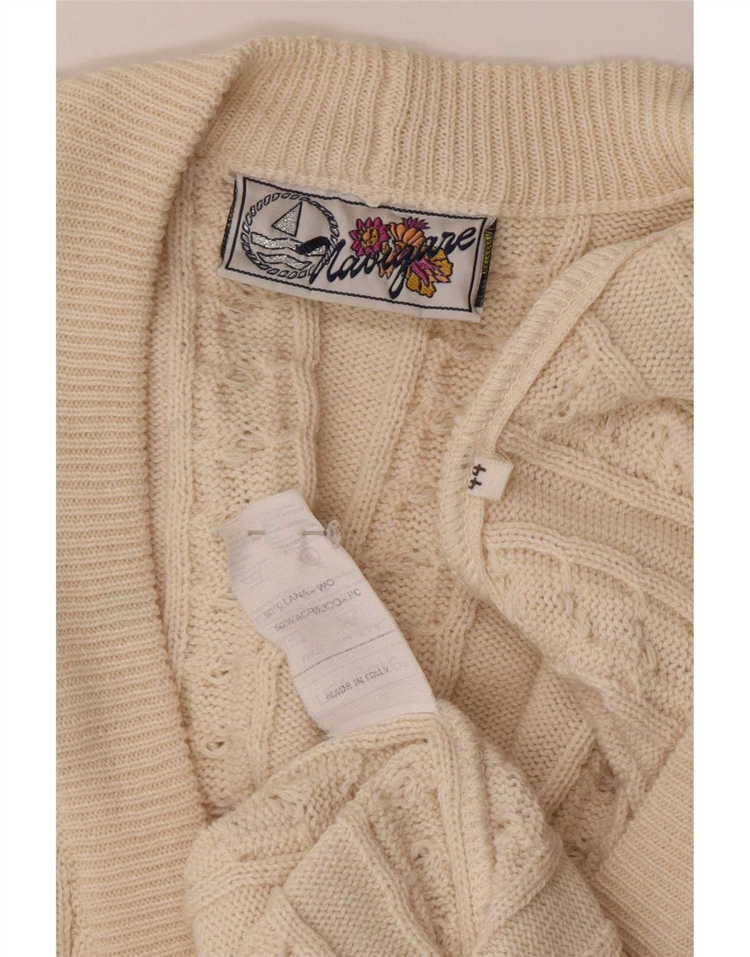 Navigare Womens Cardigan Sweater IT 44 Medium Beige Wool