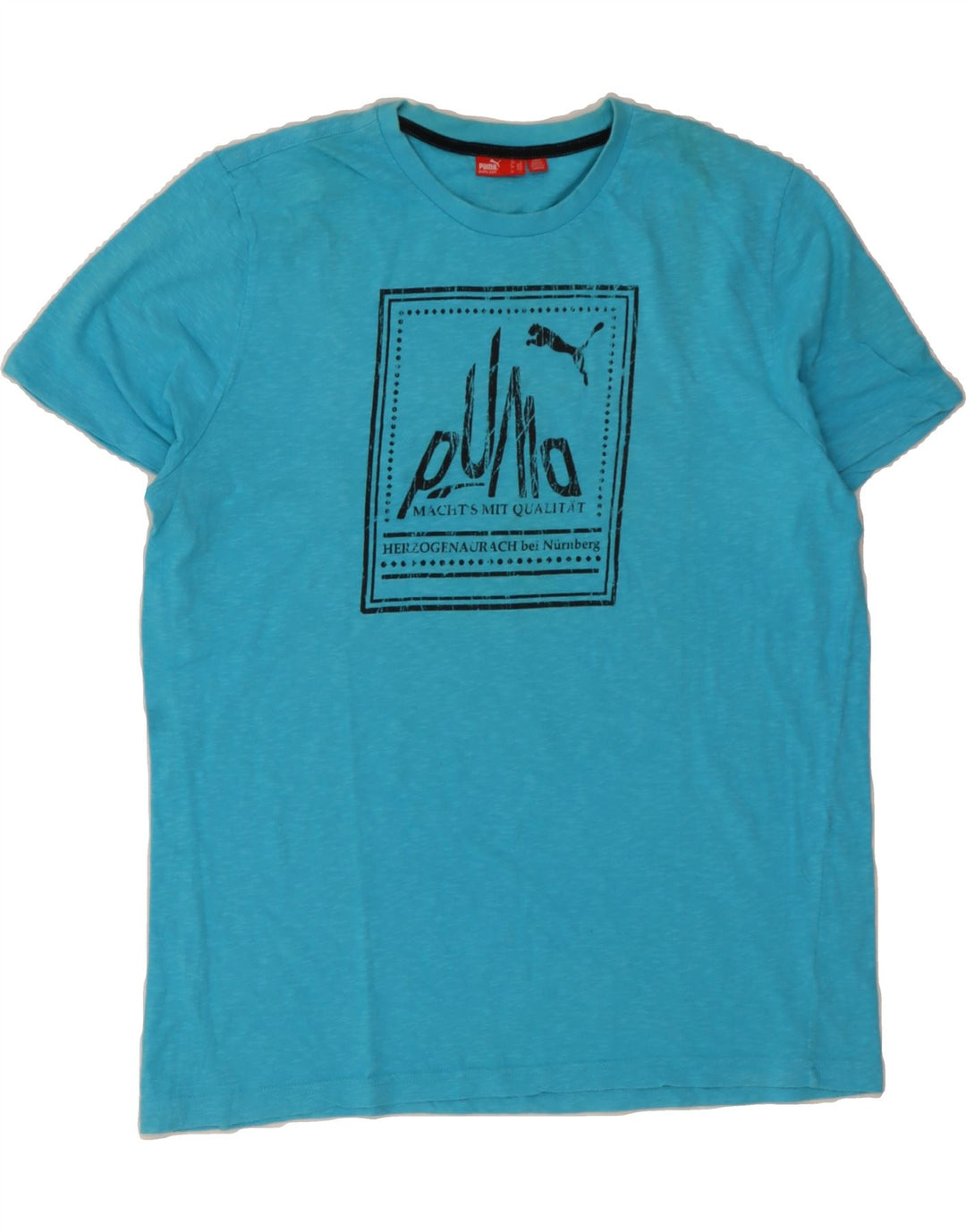 PUMA Mens Graphic T-Shirt Top Large Blue Cotton Vintage Puma and Second-Hand Puma from Messina Hembry 