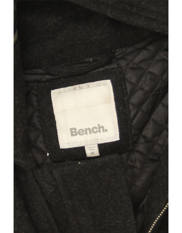 Bench Womens Hooded Overcoat UK 14 Medium Black Wool