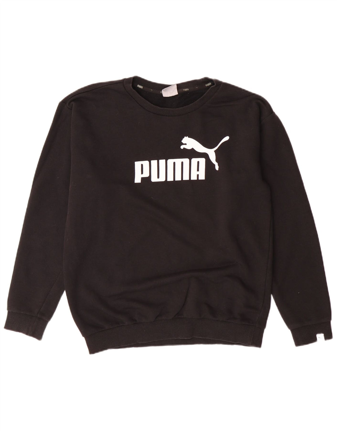 PUMA Womens Oversized Graphic Sweatshirt Jumper UK 10 Small Black