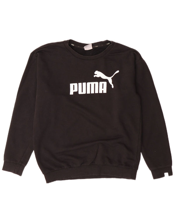 PUMA Womens Oversized Graphic Sweatshirt Jumper UK 10 Small Black