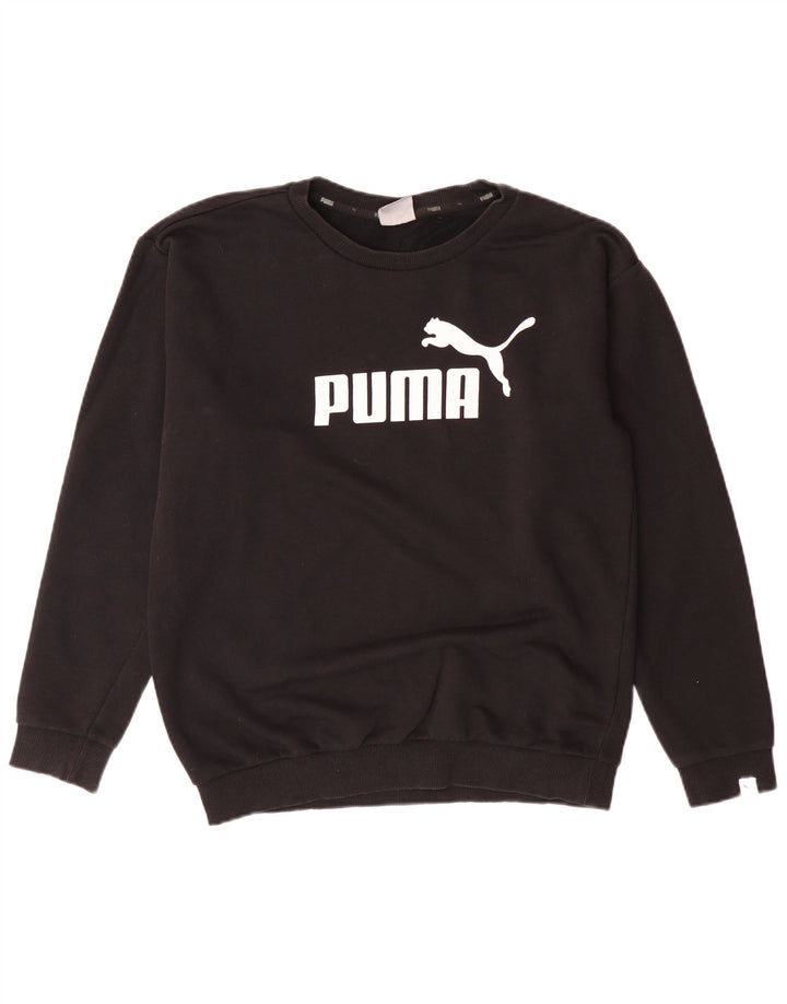 PUMA Womens Oversized Graphic Sweatshirt Jumper UK 10 Small Black