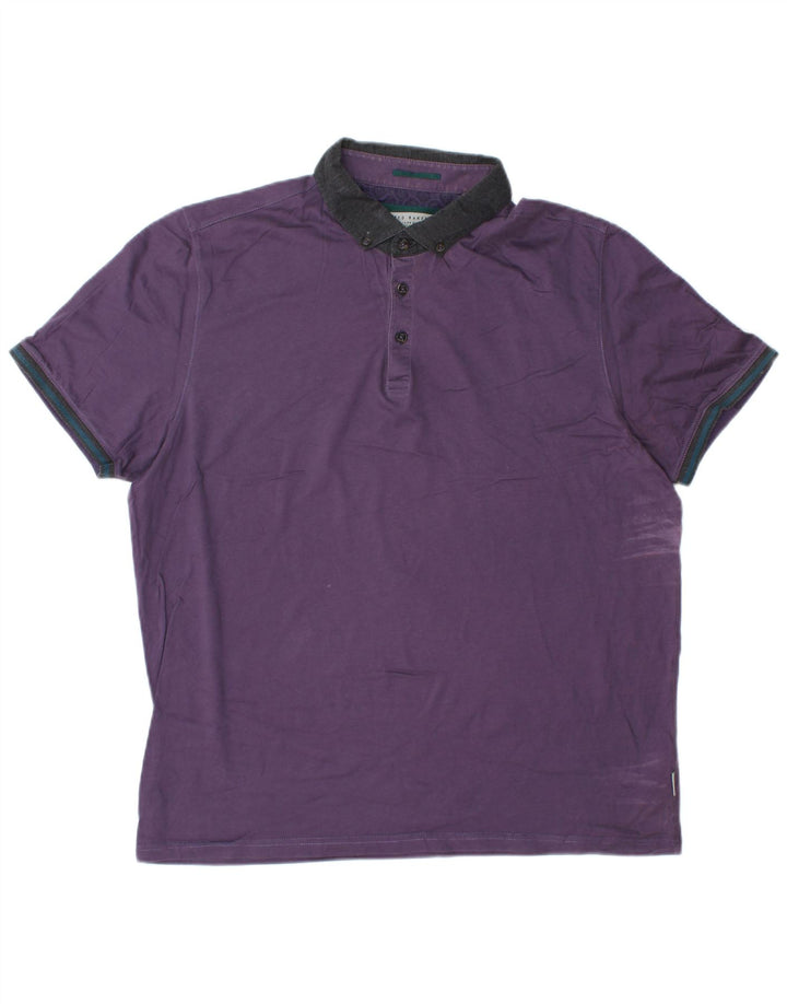TED BAKER Mens Polo Shirt Size 6 2XL Purple Colourblock Cotton