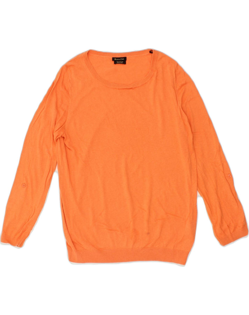 MASSIMO DUTTI Womens Crew Neck Jumper Sweater UK 68 Large Orange Cotton | Vintage Massimo Dutti | Thrift | Second-Hand Massimo Dutti | Used Clothing | Messina Hembry 