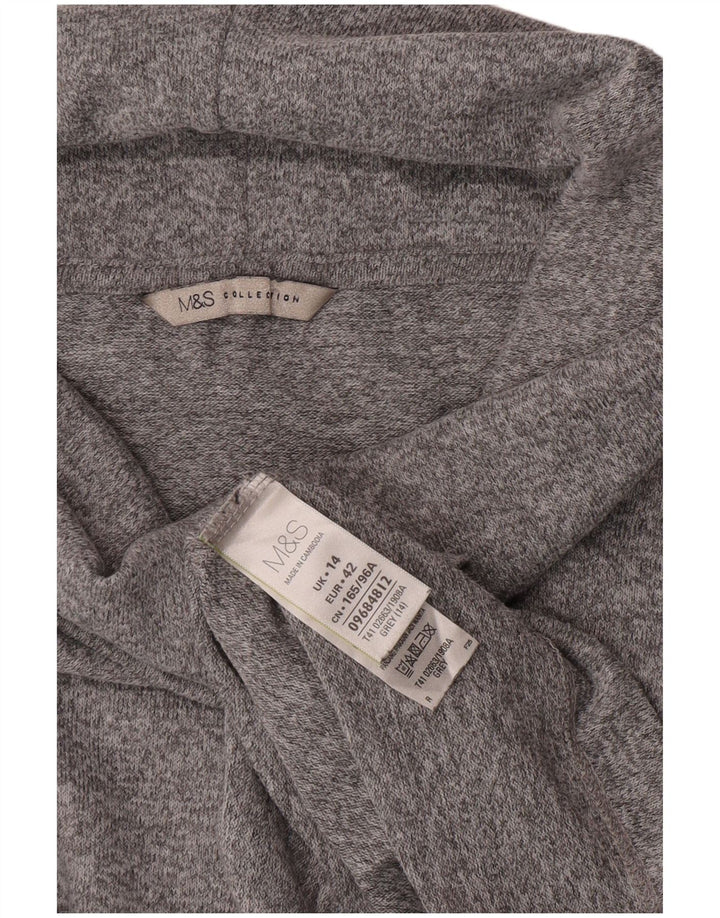 Marks & Spencer Womens Top 3/4 Sleeve UK 14 Large Grey Flecked Polyester