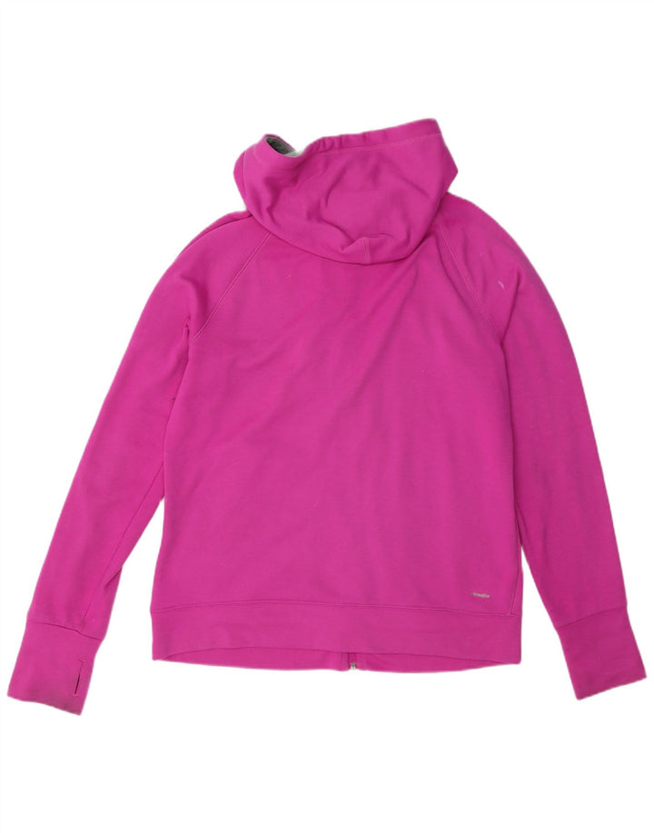 Adidas Womens Climalite Zip Hoodie Sweater UK 12/14 Medium Pink Polyester