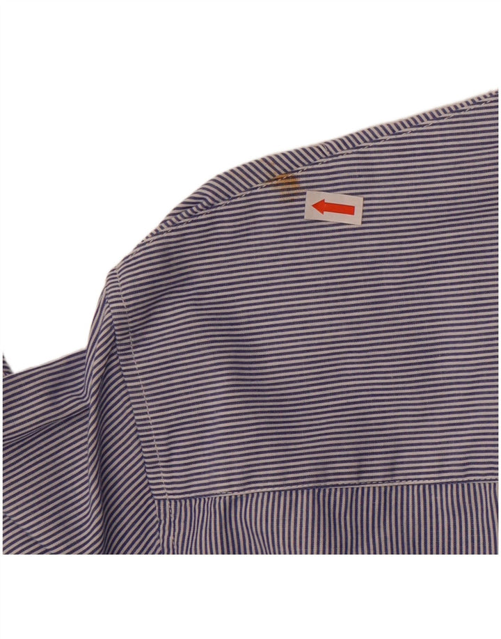Armani Jeans Mens Fitted Shirt 2XL Blue Pinstripe Cotton