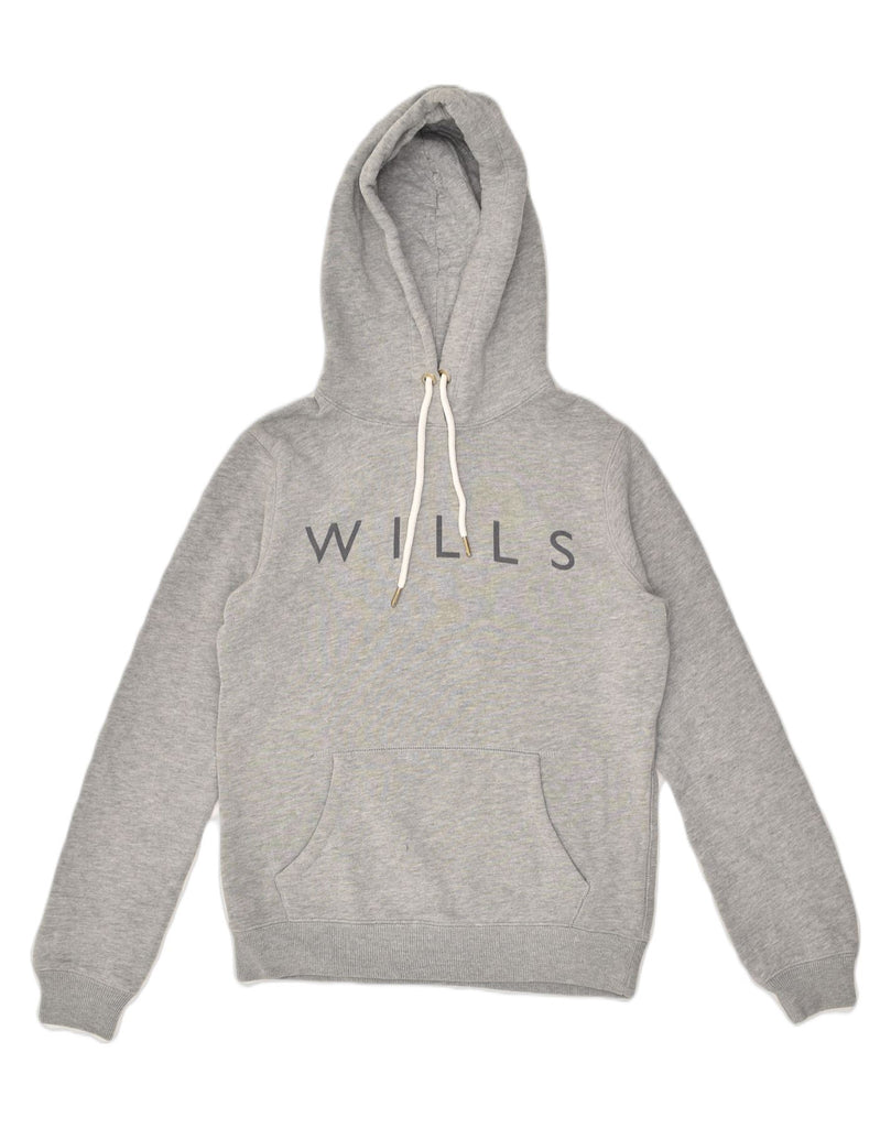 JACK WILLS Womens Graphic Hoodie Jumper UK 8 Small Grey Cotton | Vintage Jack Wills | Thrift | Second-Hand Jack Wills | Used Clothing | Messina Hembry 