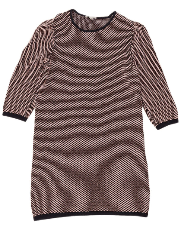 Cos Womens 3/4 Sleeve Jumper Dress UK 14 Medium Black Cotton