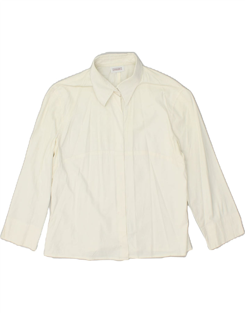 STEFANEL Womens Shirt UK 12 Medium Off White Cotton | Vintage Stefanel | Thrift | Second-Hand Stefanel | Used Clothing | Messina Hembry 