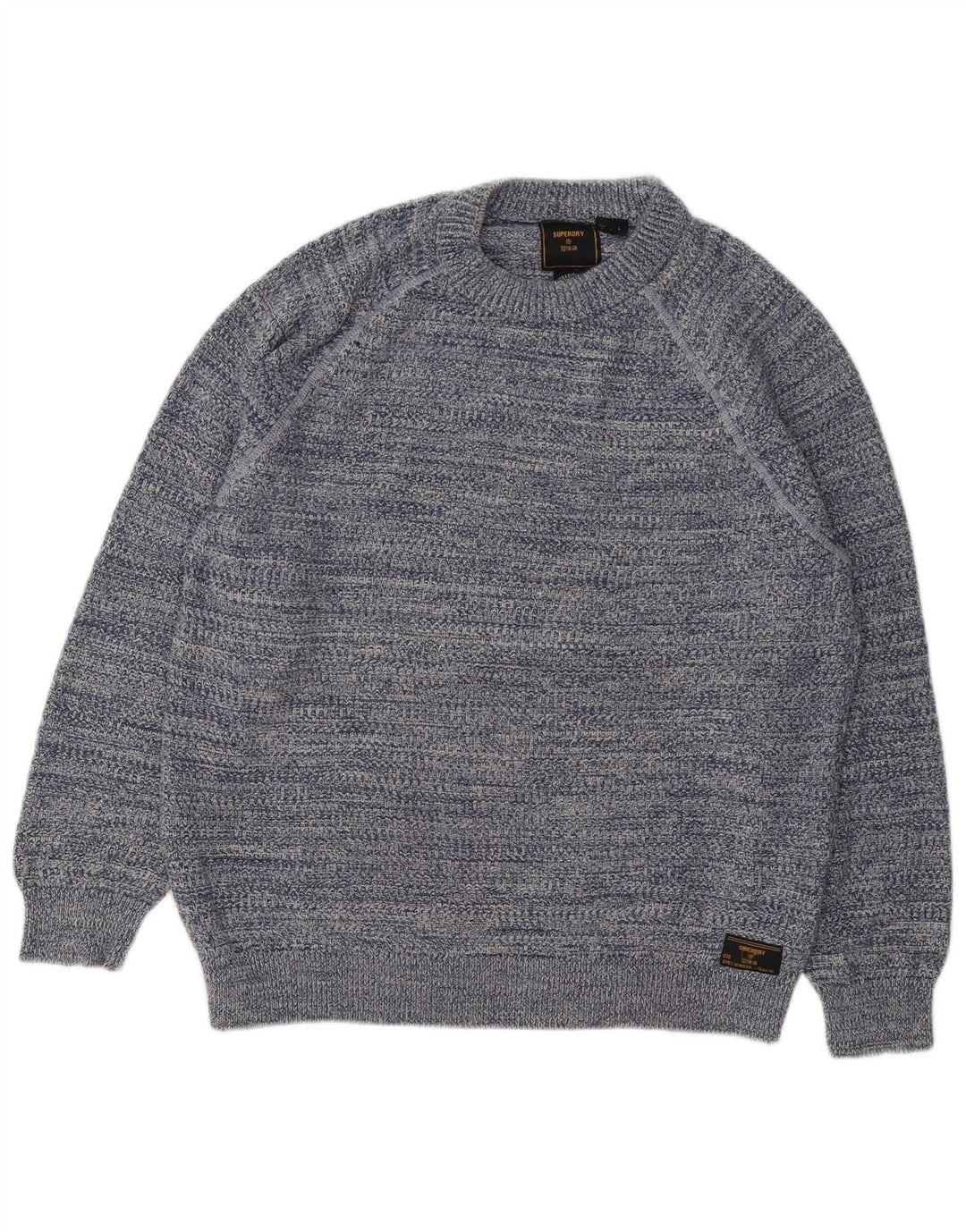 Superdry Mens Crew Neck Jumper Sweater Large Blue Striped Cotton