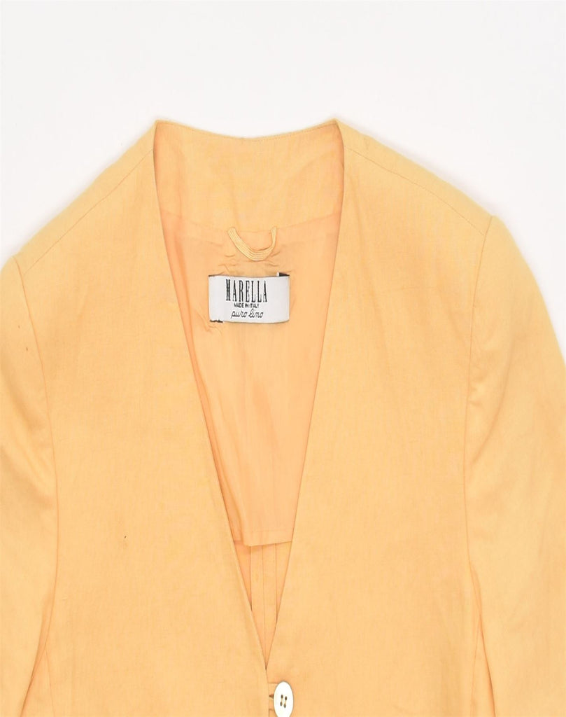 MARELLA Womens 5 Button Short Sleeve Blazer Jacket UK 14 Medium Yellow | Vintage | Thrift | Second-Hand | Used Clothing | Messina Hembry 