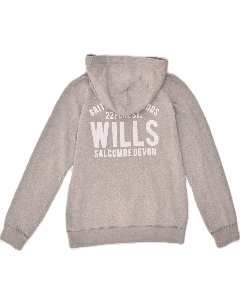 JACK WILLS Womens Graphic Hoodie Jumper UK 10 Small Grey Cotton | Vintage Jack Wills | Thrift | Second-Hand Jack Wills | Used Clothing | Messina Hembry 