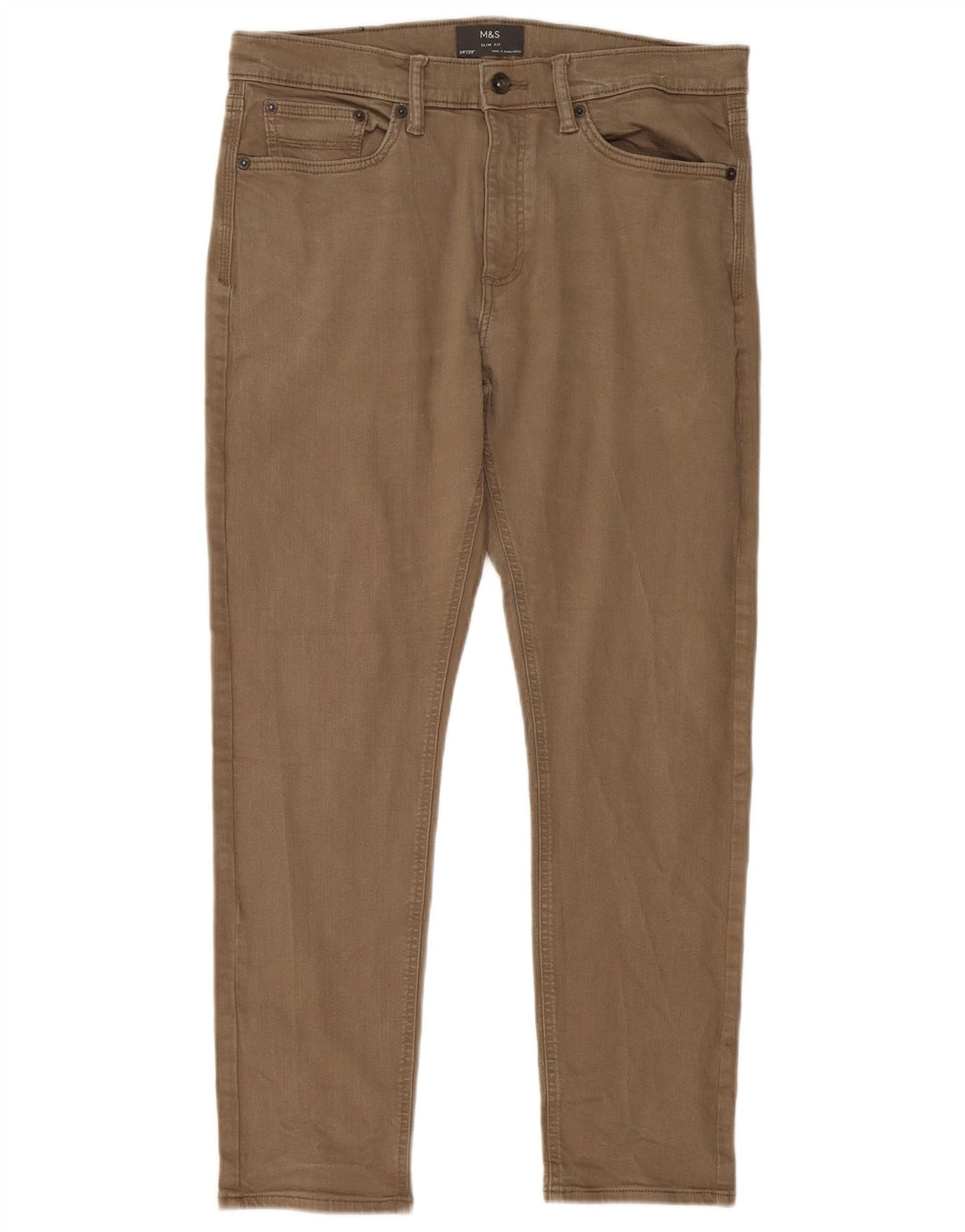 Marks & Spencer Mens Slim Jeans W34 L29 Khaki Cotton