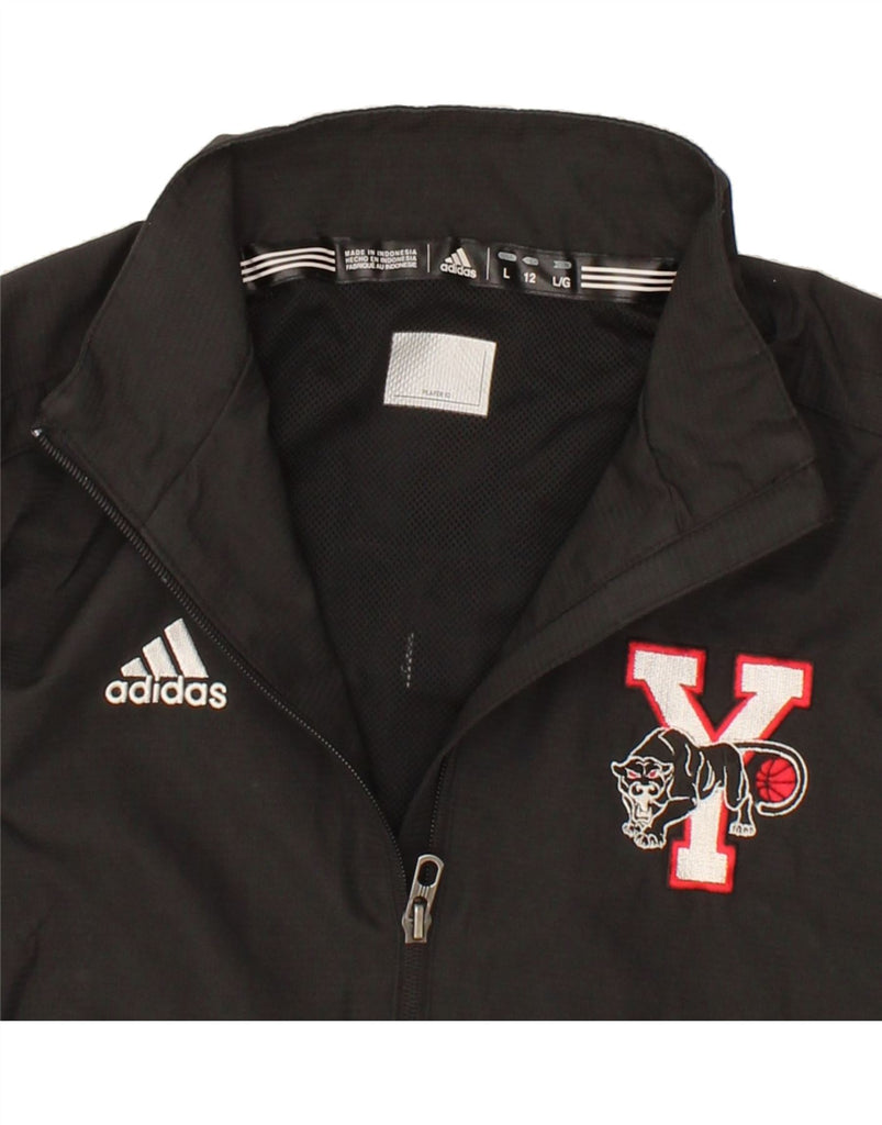 ADIDAS Boys Graphic Tracksuit Top Jacket 11-12 Years Large Black Vintage Adidas and Second-Hand Adidas from Messina Hembry 