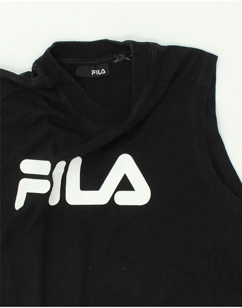 FILA Mens Graphic Vest Top Medium Black Cotton | Vintage Fila | Thrift | Second-Hand Fila | Used Clothing | Messina Hembry 