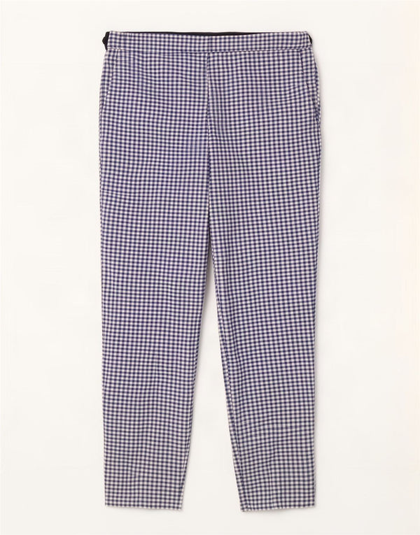 Zara Womens High Waist Tapered Suit Trousers XL W32 L26 Blue Gingham