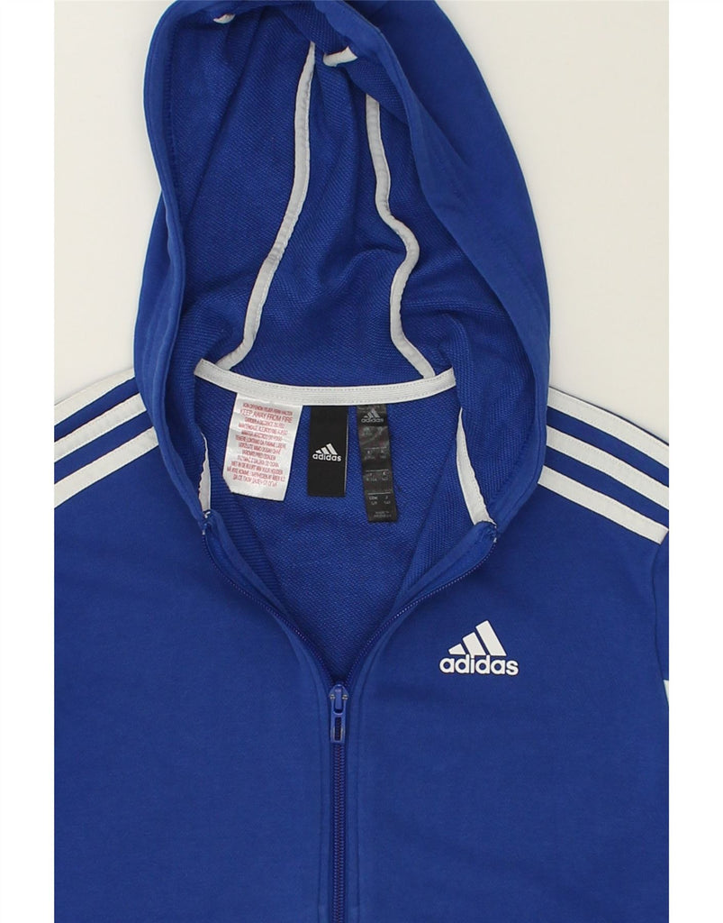 ADIDAS Boys Zip Hoodie Sweater 9-10 Years  Blue Cotton | Vintage Adidas | Thrift | Second-Hand Adidas | Used Clothing | Messina Hembry 