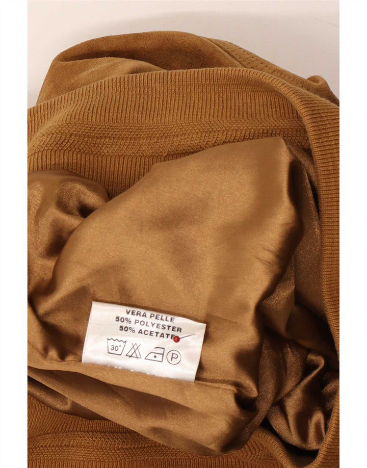 Vintage Womens Suede Bomber Jacket IT 44 Medium Beige Leather
