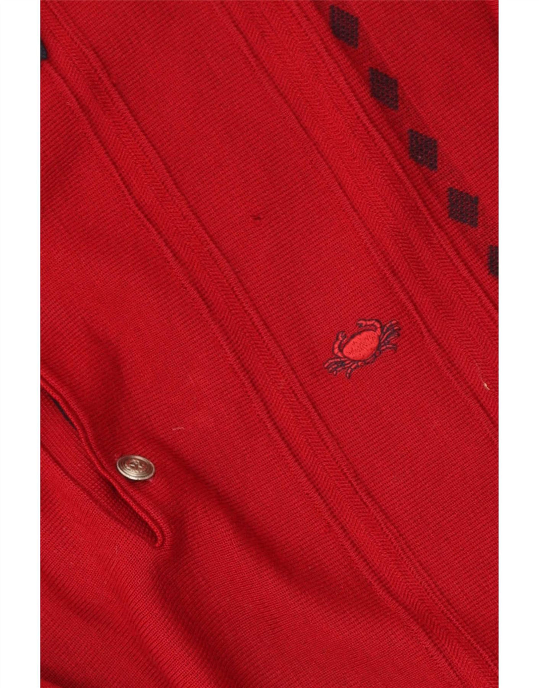 Vintage Mens Polo Neck Jumper Sweater Medium Red Geometric