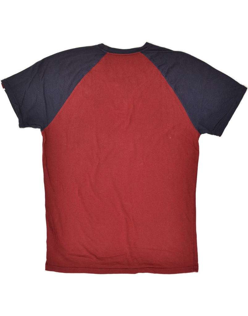 HOLLISTER Mens T-Shirt Top Medium Burgundy Colourblock Cotton | Vintage Hollister | Thrift | Second-Hand Hollister | Used Clothing | Messina Hembry 