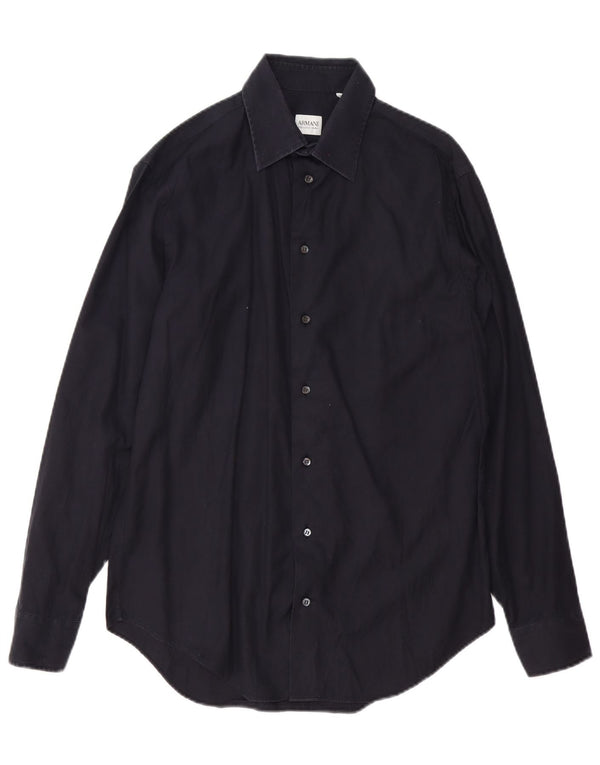 Armani Collezioni Mens Shirt Size 39 15 1/2 Medium Navy Blue Cotton