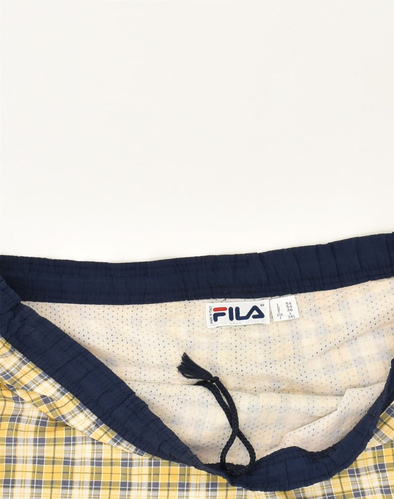 FILA Mens Sport Shorts IT 54 XL Yellow Check Cotton | Vintage Fila | Thrift | Second-Hand Fila | Used Clothing | Messina Hembry 