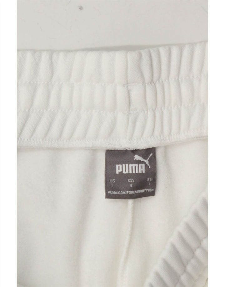 PUMA Mens Graphic Tracksuit Trousers Joggers Large  White Colourblock
