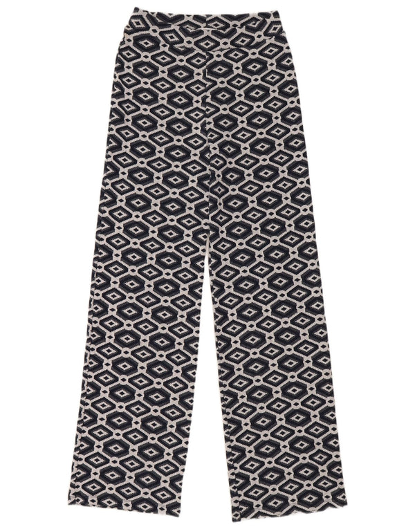 Zara Womens Wide Leg Trousers Medium W28 L30 Navy Blue Geometric