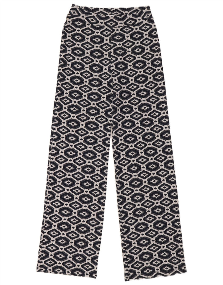 Zara Womens Wide Leg Trousers Medium W28 L30 Navy Blue Geometric