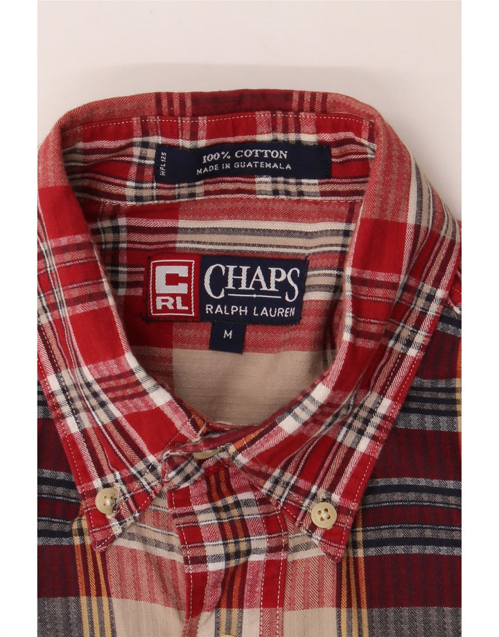 CHAPS Mens Short Sleeve Shirt Medium Red Check Cotton Vintage Chaps and Second-Hand Chaps from Messina Hembry 