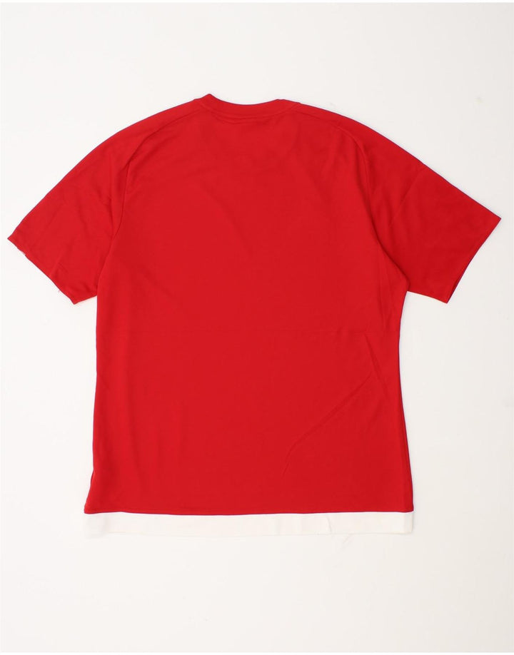 Adidas Mens Climalite T-Shirt Top Large Red Colourblock Polyester